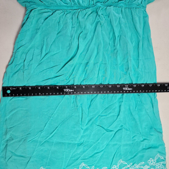 One Clothing Dress Junior's XL Green Mini Fit & Flare Embordering Short Sleeve - Picture 10 of 16